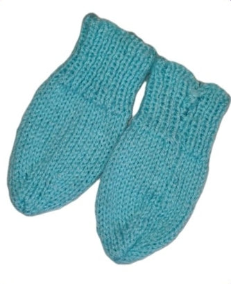 HAND KNITTED Turquoise Gloves Boys 0-3 months