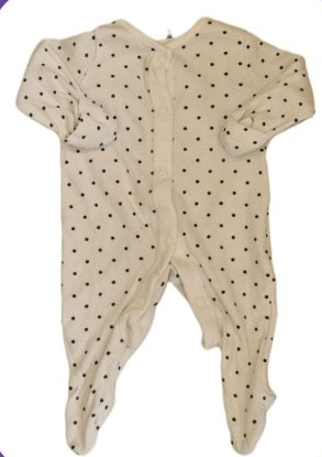 F&F White Polka Dot Sleepsuit Girls Newborn