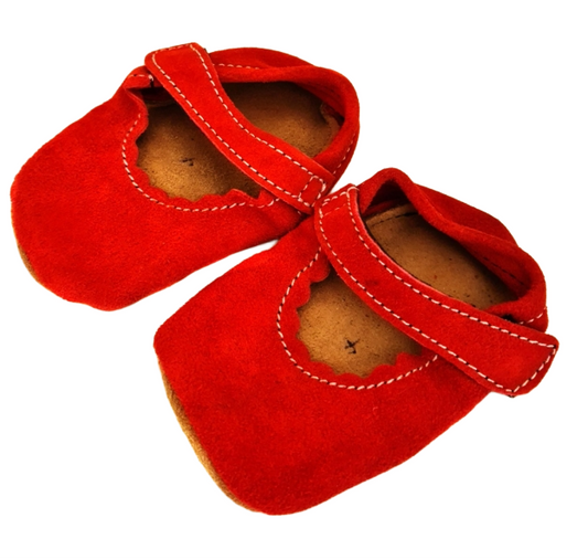 Red Velcro Strap Shoes, Size 3, Girls 9-12 months
