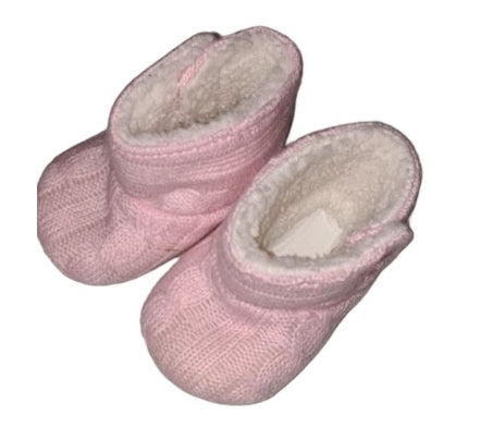 Pink Booties with Fleeced Lining Girls 0-3 Months