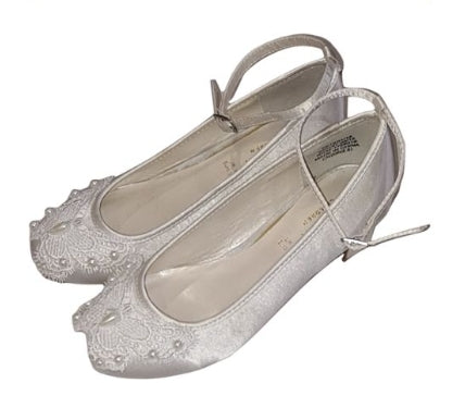 MONSOON Pearl White Butterfly Shoes, Size 1, Girls 7-8 Years