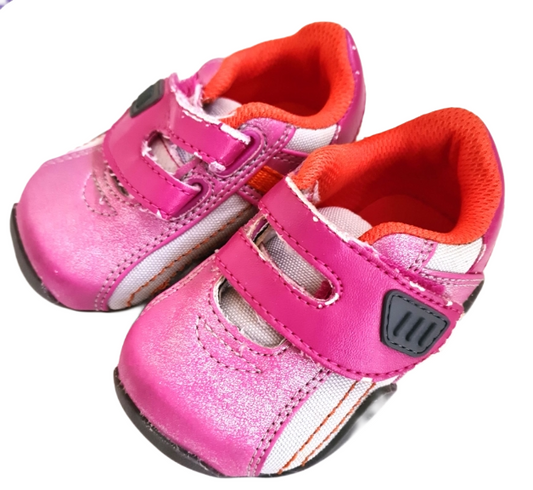 GEORGE Pink Sparkly Velcro Strap Trainers, Size C2, Girls 3-6 Months