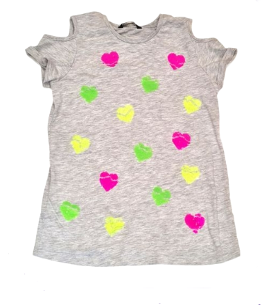 GEORGE Grey Top with Hearts Girls 10-11 Years