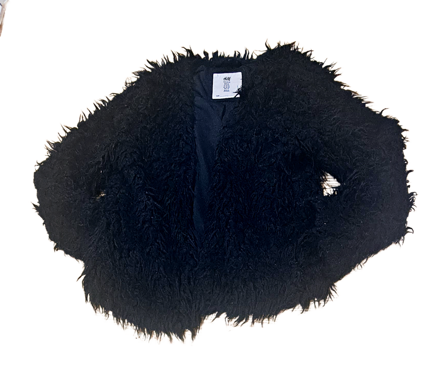 H&M Black Faux Fur Short Jacket Girls 8-10 Years