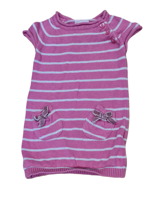 PRIMARK Pink and White Striped Jumper Dress Girls 3-6 Months