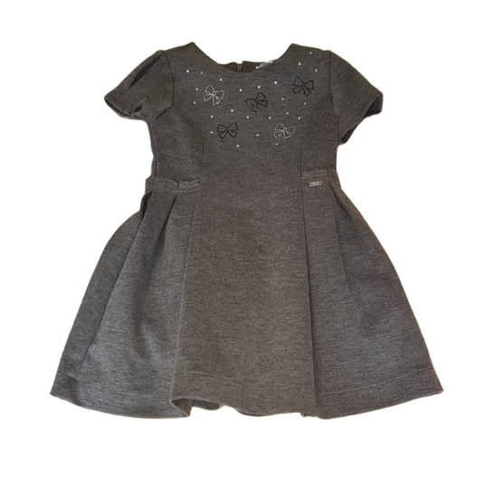 MAYORAL Grey Dress with Bows Girls 2-3 Years